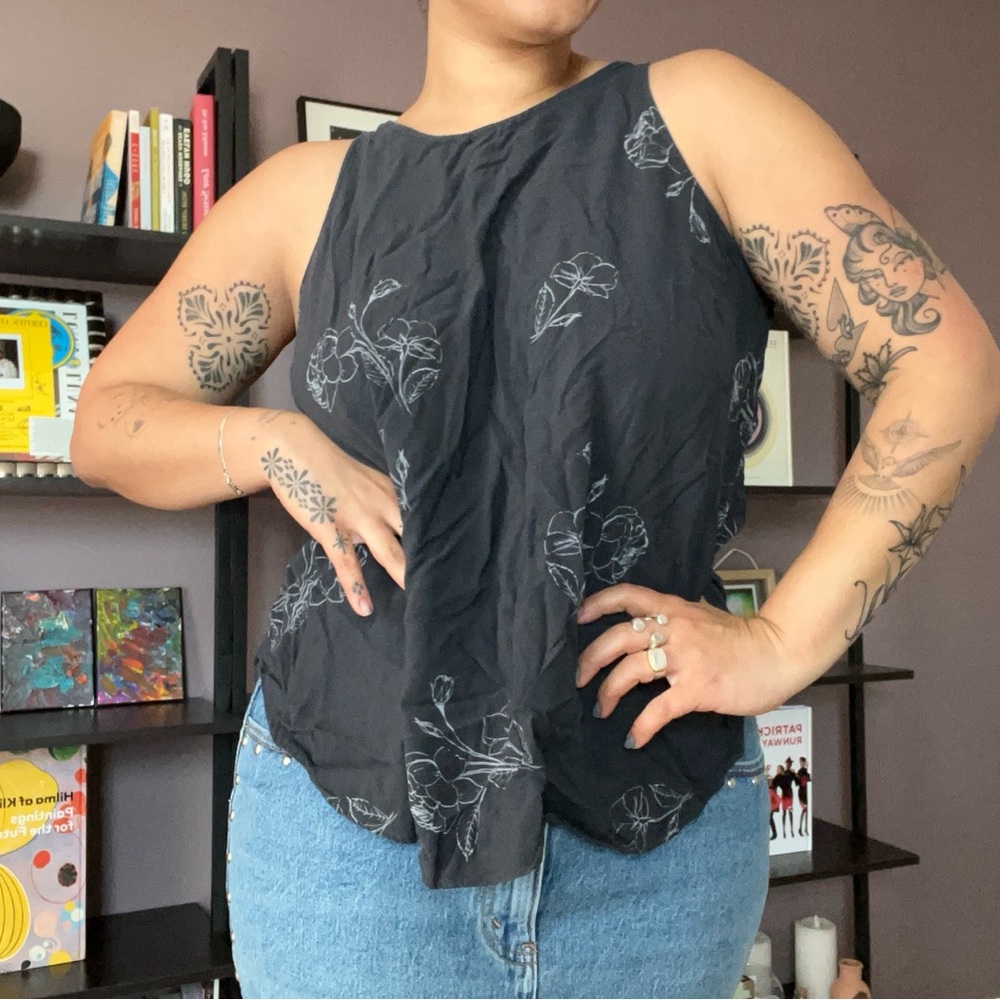 Floral Black Sleeveless Top